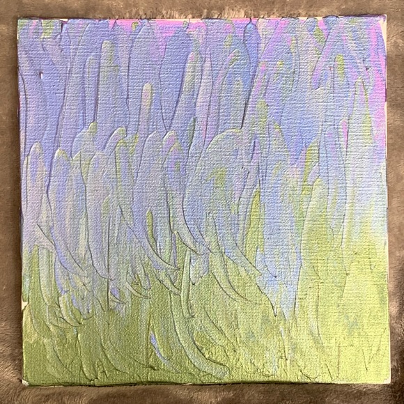 “Lavender II” Iridescent Metallic lavender, blue and green on an 8”x8” canvas - Picture 2 of 7